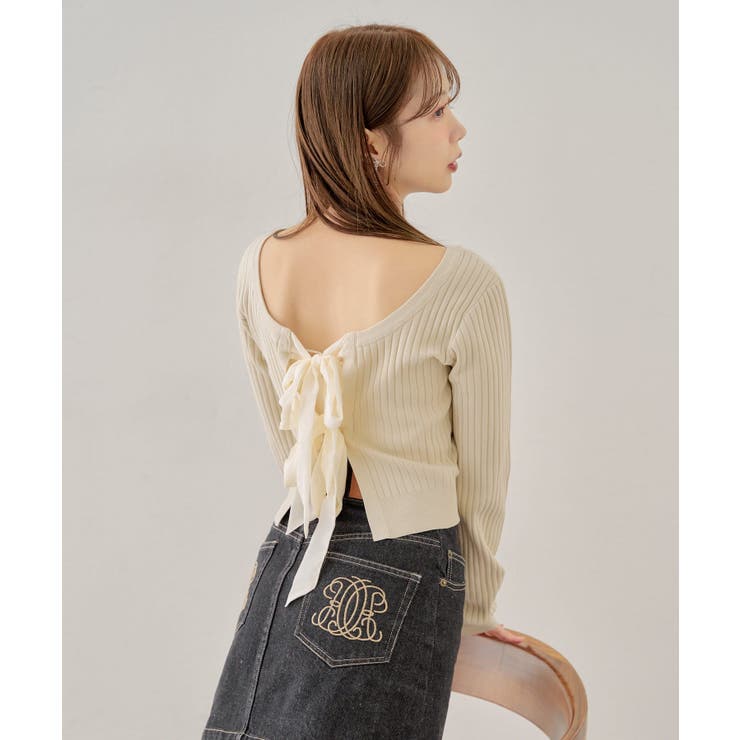 IVO | 【Chico】バッグ開きリボンリブニット | PAL GROUP OUTLET