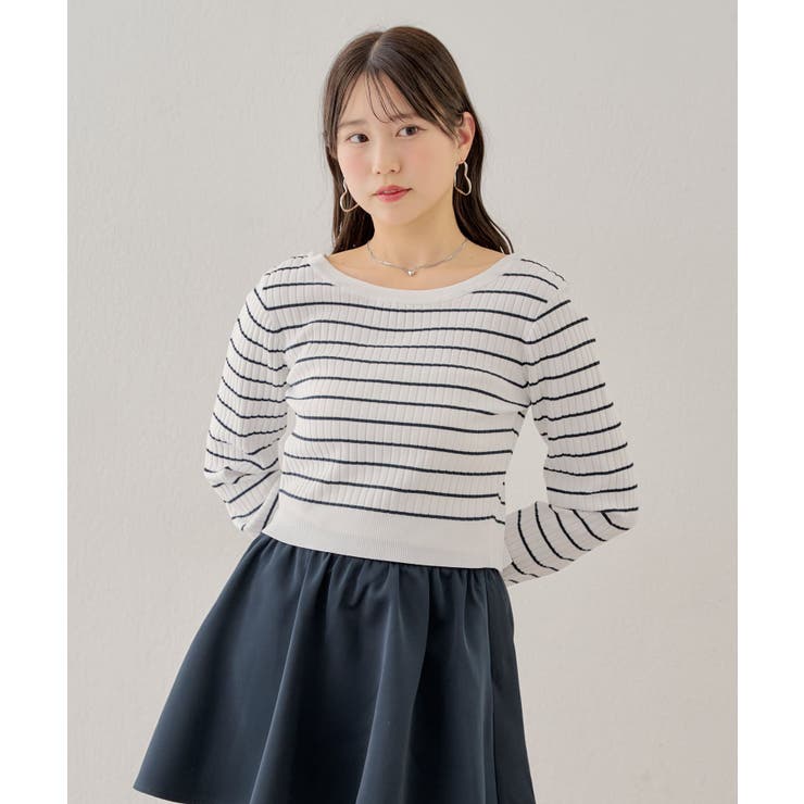 【Chico】バッグ開きリボンリブニット | PAL GROUP OUTLET | 詳細画像1 