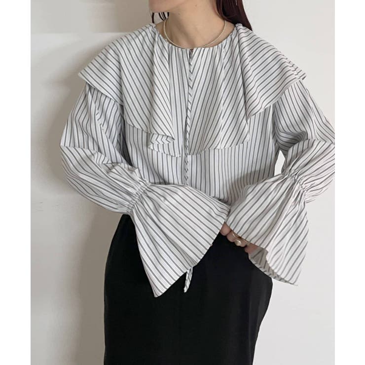 大人気omekashi♡フリル切りっぱなしブラウス Omekashi（オメカシ）の「フリルカラーブラウス（シャツ/ブラウス