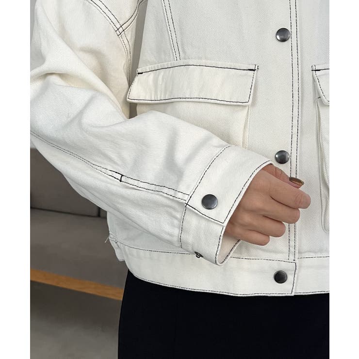 CAPRICIEUX LE'MAGE】デニムノーカラーJK[品番：PALW0004693