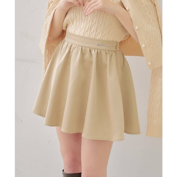 BEI | 【Chico】ボリュームフレアサテンライクミニSK | PAL GROUP OUTLET