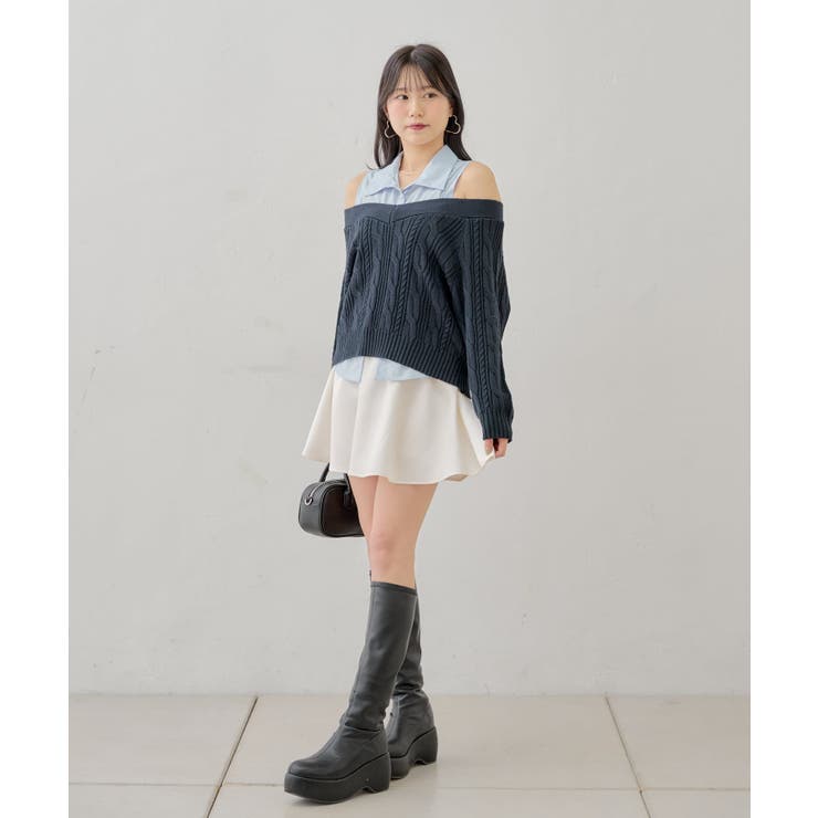 【Chico】ボリュームフレアサテンライクミニSK | PAL GROUP OUTLET | 詳細画像4 