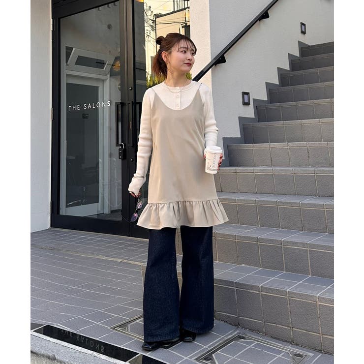 Myu 【 キルティング 裾フリル ジレワンピ】　新品未使用　MLサイズ Myu ベスト ジレ 「ZOZO 限定 Myu×m_i_mm_aさんコラボ」パール