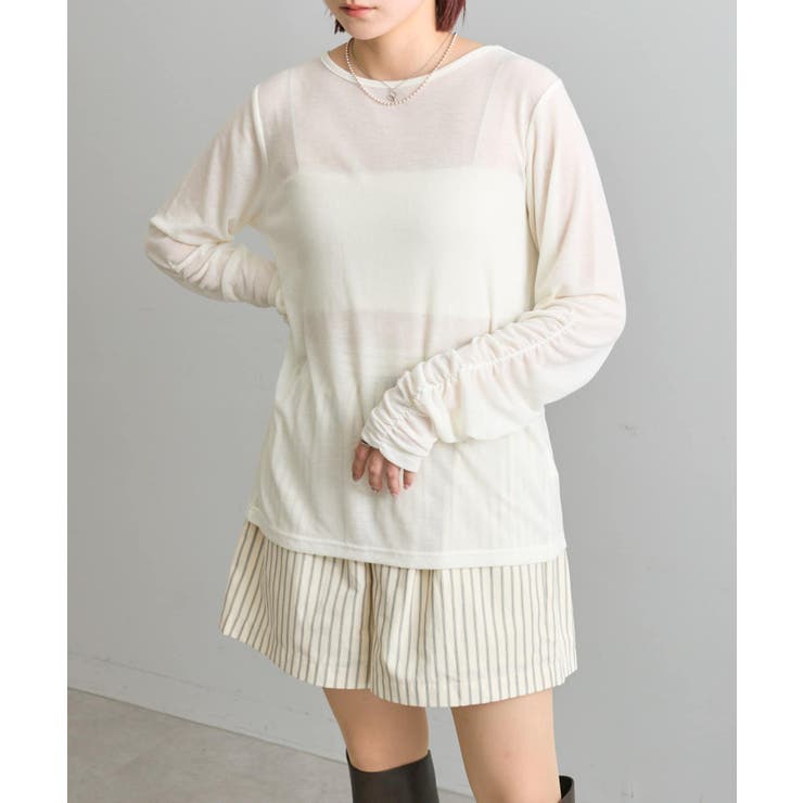 【mystic】袖ギャザーシアーカットソー | PAL GROUP OUTLET | 詳細画像1 