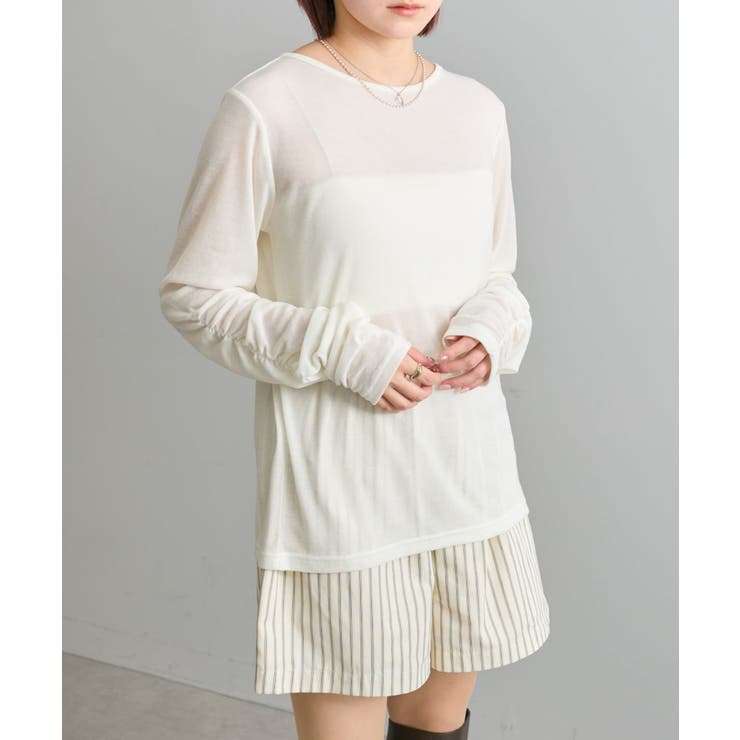 【mystic】袖ギャザーシアーカットソー | PAL GROUP OUTLET | 詳細画像2 