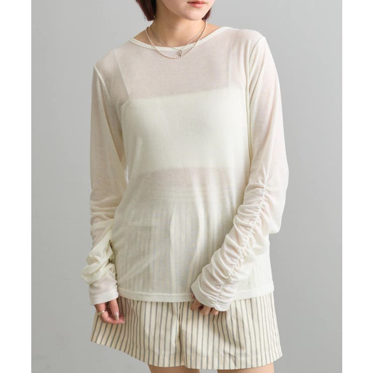 【mystic】袖ギャザーシアーカットソー | PAL GROUP OUTLET | 詳細画像3 