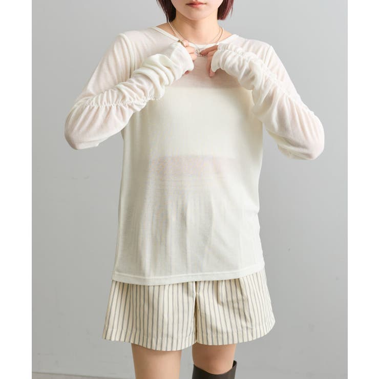 【mystic】袖ギャザーシアーカットソー | PAL GROUP OUTLET | 詳細画像4 