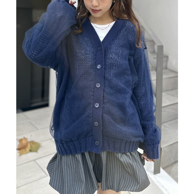 COMME des GARÇONSチュール素材カーディガン COMME des GARCONS コムコム コムデギャルソンCOMME フロント