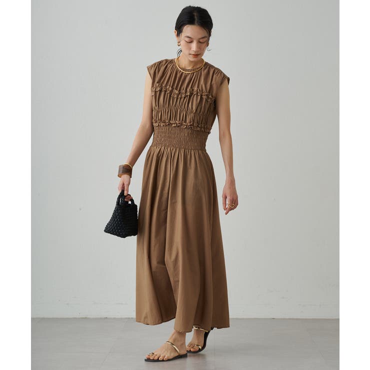 Loungedress】シャーリングノースリワンピース | OUTLET