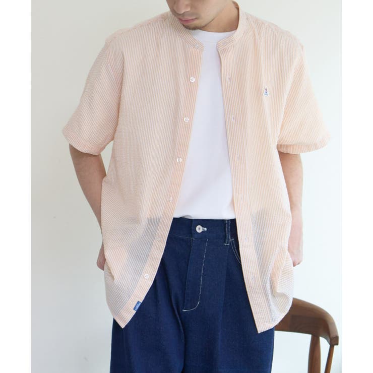 CIAOPANIC TYPY】GEVACOシアサッカーバンドカラーシャツ[品番 CIAOPANIC TYPY】GEVACOシアサッカーバンドカラーシャツ[品番