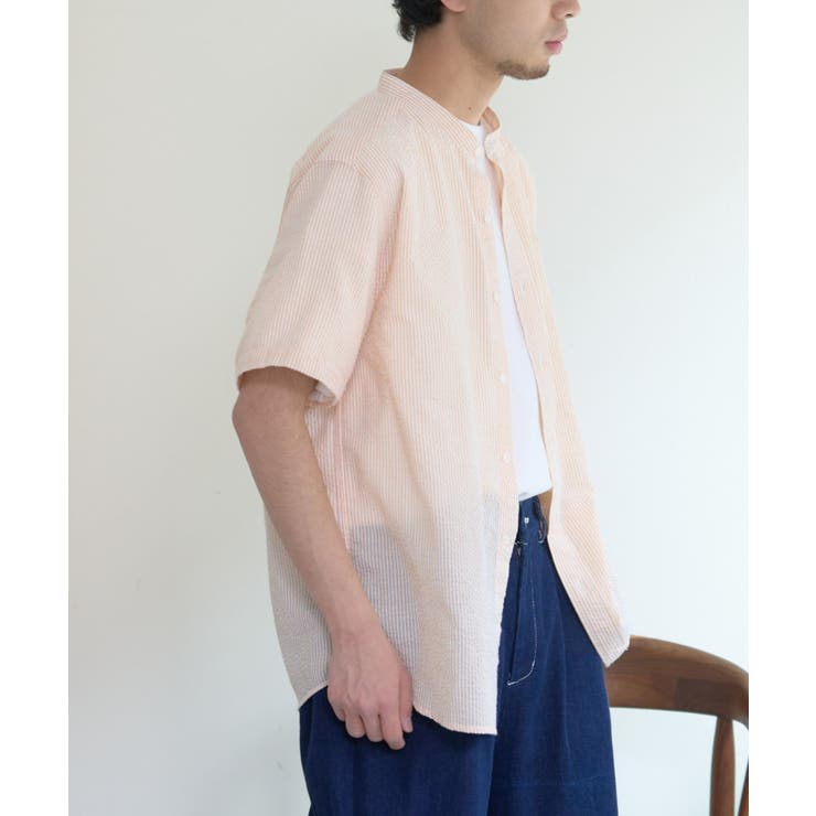 CIAOPANIC TYPY】GEVACOシアサッカーバンドカラーシャツ[品番
