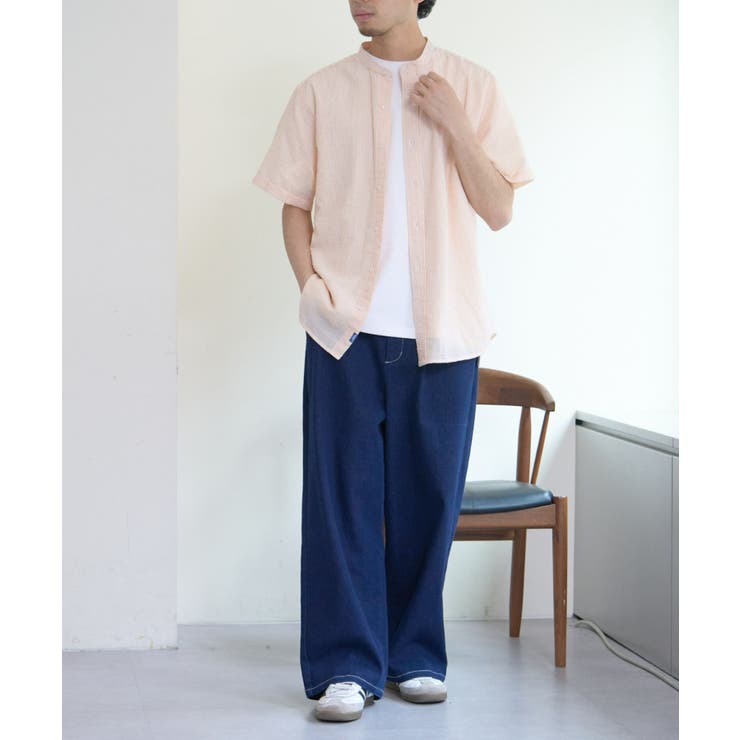 CIAOPANIC TYPY】GEVACOシアサッカーバンドカラーシャツ[品番