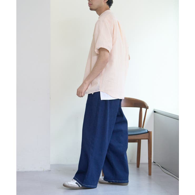 CIAOPANIC TYPY】GEVACOシアサッカーバンドカラーシャツ[品番