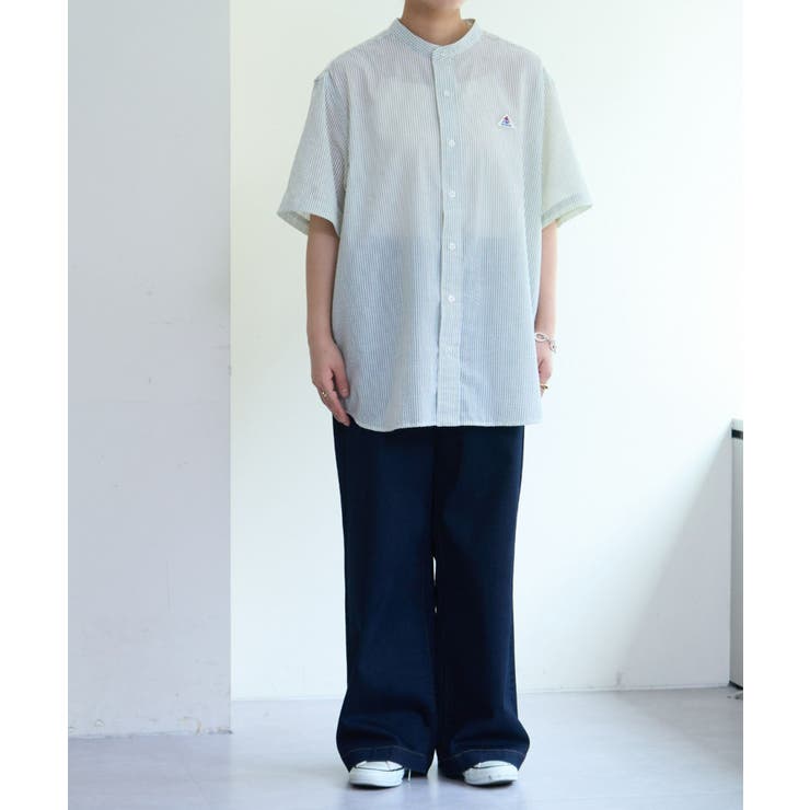 CIAOPANIC TYPY】GEVACOシアサッカーバンドカラーシャツ[品番
