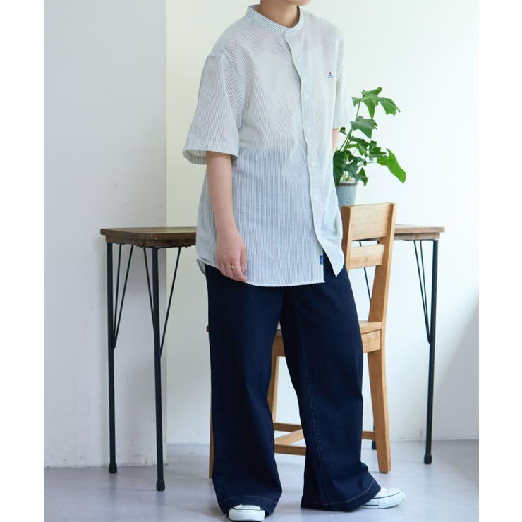 CIAOPANIC TYPY】GEVACOシアサッカーバンドカラーシャツ[品番