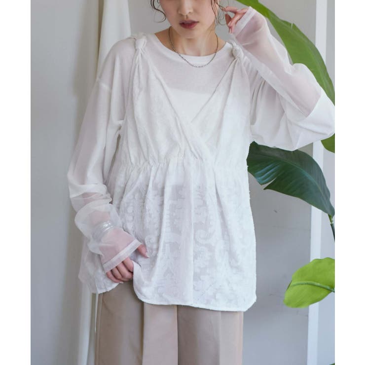 【CIAOPANIC】ホワイトフリルチュニック 45RONEONE いろいろホワイトのフリルチュニック: WOMEN｜45R