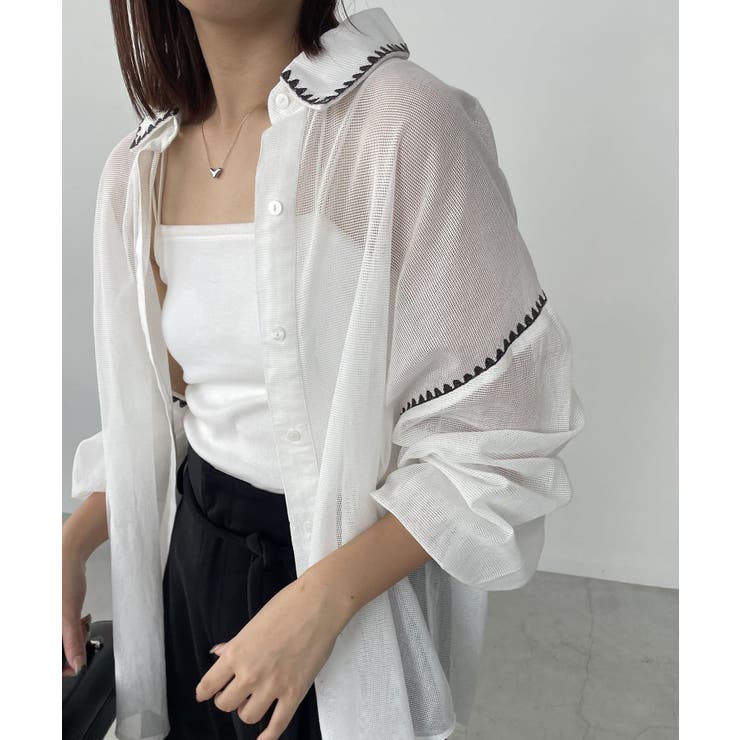 CAPRICIEUX LE'MAGE】刺繍メッシュシャツ[品番：PALW0004883