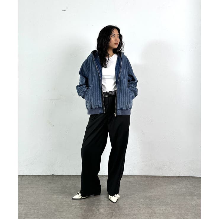 WHO'S WHO gallery】ストライプデニムフードブルゾン[品番