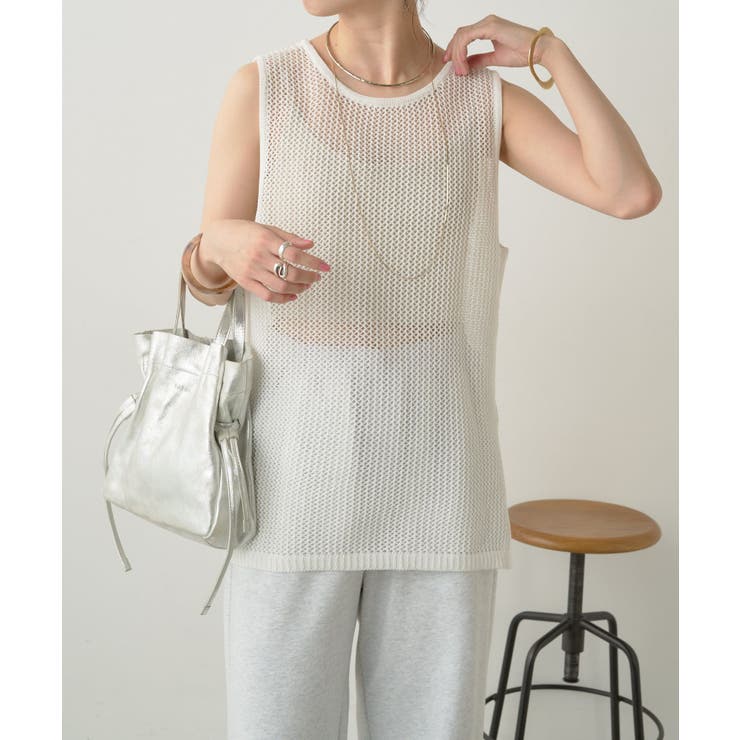 【Omekashi】メッシュニットタンクトップ | PAL GROUP OUTLET | 詳細画像1 