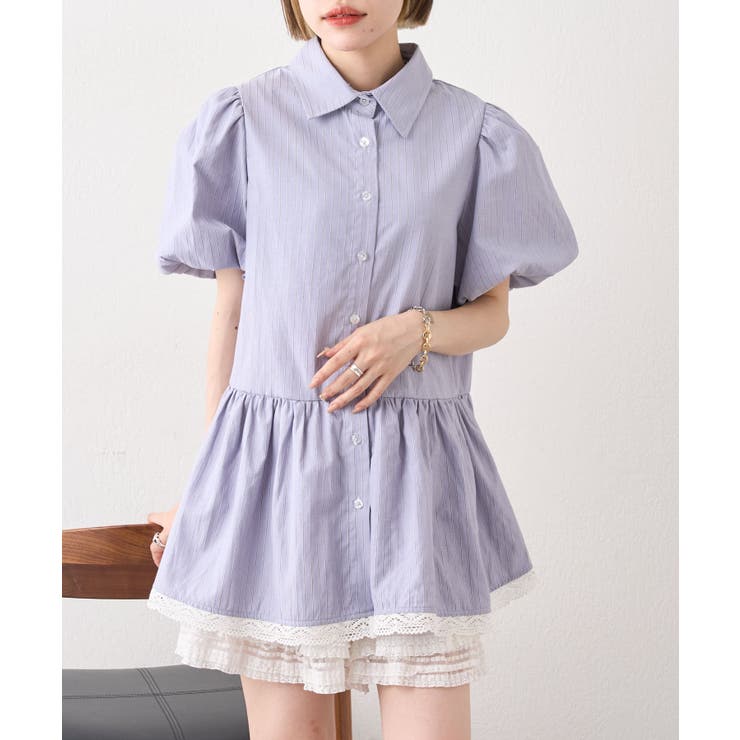 BLU | 【w closet】ストライプ半袖ミニOPSH | PAL GROUP OUTLET