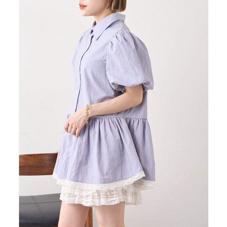 【w closet】ストライプ半袖ミニOPSH | PAL GROUP OUTLET | 詳細画像2 