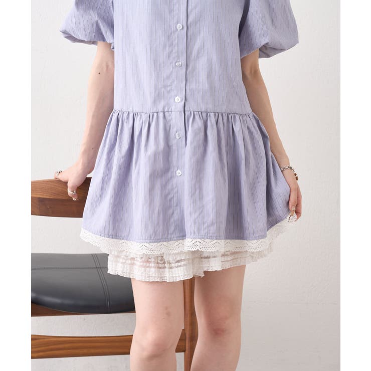 【w closet】ストライプ半袖ミニOPSH | PAL GROUP OUTLET | 詳細画像5 