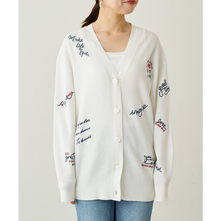 新品　Loungedress 刺繍KNカーデ　ラウンジドレス　刺繍ニットカーデ LOUNGEDRESS（ラウンジドレス）の「刺繍KNカーデ（ニット