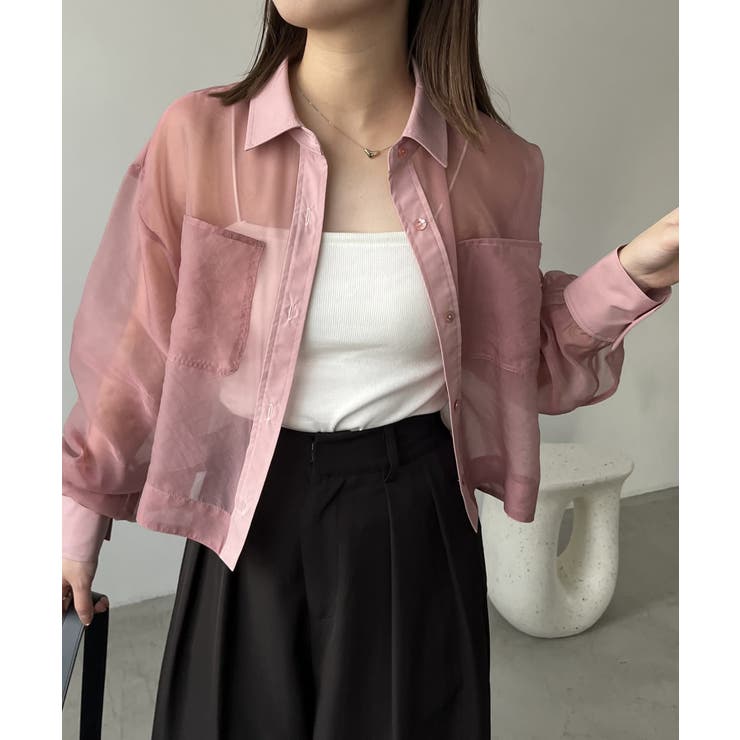 CAPRICIEUX LE'MAGE】ブロッキングシアーシャツ[品番