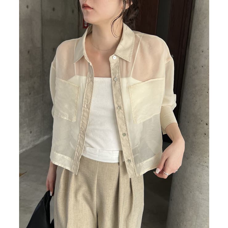 CAPRICIEUX LE'MAGE】ブロッキングシアーシャツ[品番