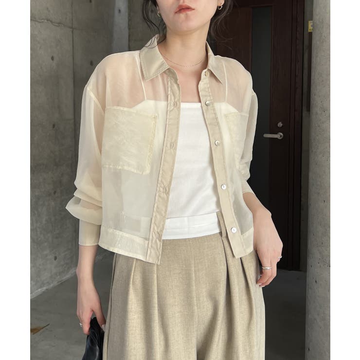 CAPRICIEUX LE'MAGE 半袖シアーシャツジャケット CAPRICIEUX LE'MAGE（カプリシューレマージュ）の「半袖シアー