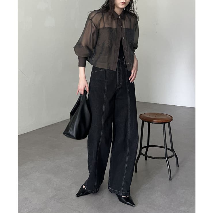 CAPRICIEUX LE'MAGE】ブロッキングシアーシャツ[品番
