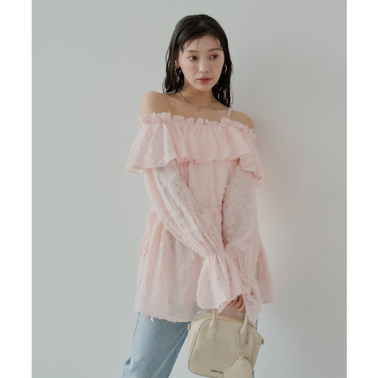 Chico】ワンショルトップスフリルチュニックBL[品番：PALW0005228