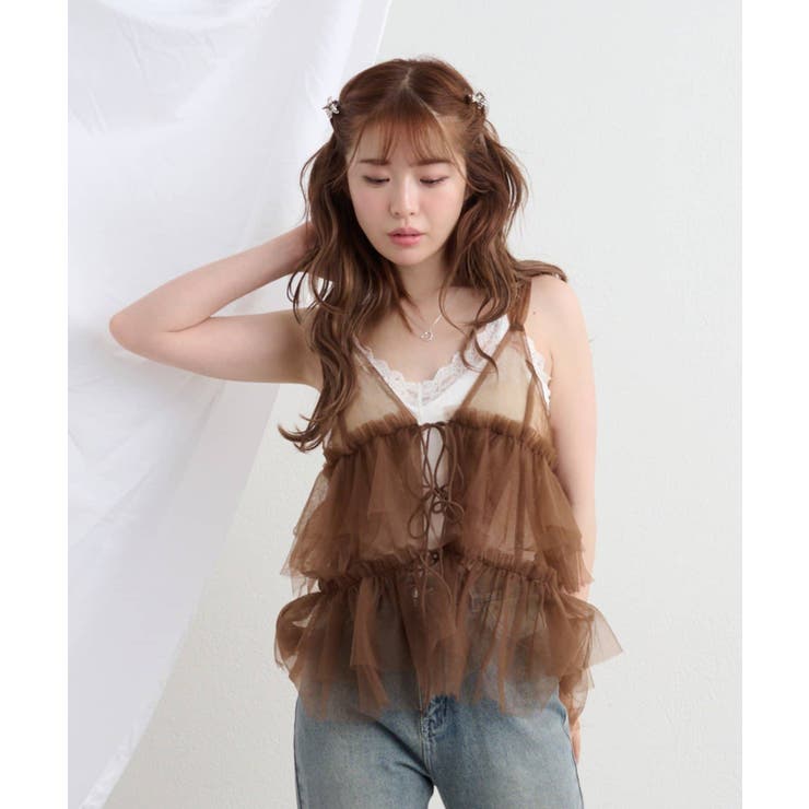 新品♪searoomlynn☆チュールティアードフリルキャミ Sea room Lynn】TULLEティアードフリルキャミ