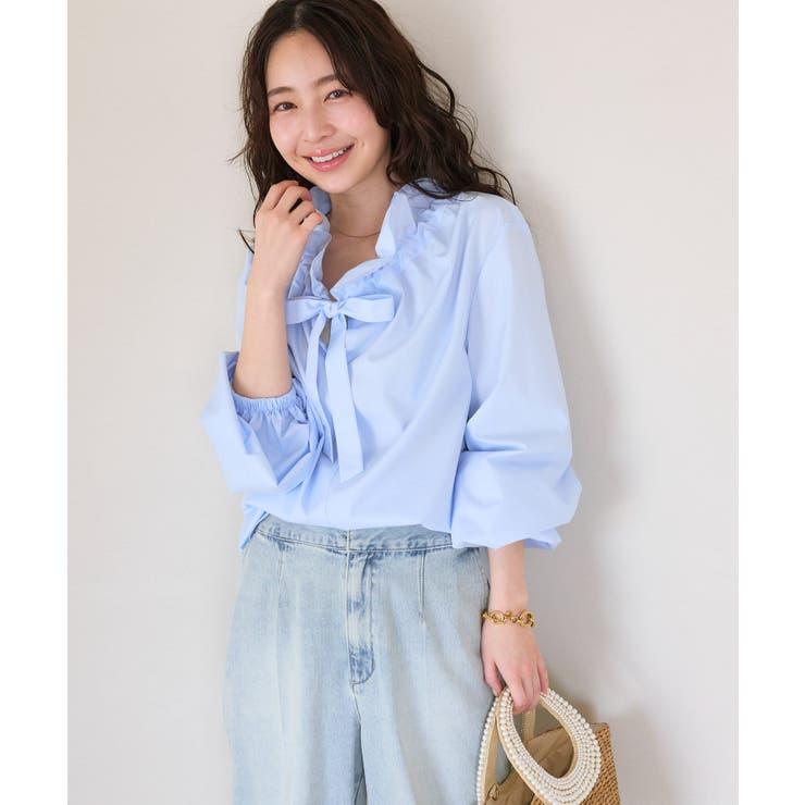 第一ネット La boutique BonBon】フリルカラーリボンBL[品番：PALW0005331 トップス