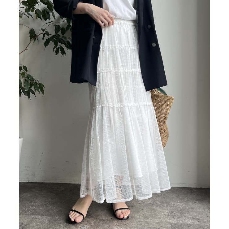 2024年モデル✨新品タグ付 LRLクリンクルジョーゼット ティアード スカート フローラル クリンクル ジョーゼット ティアード スカート