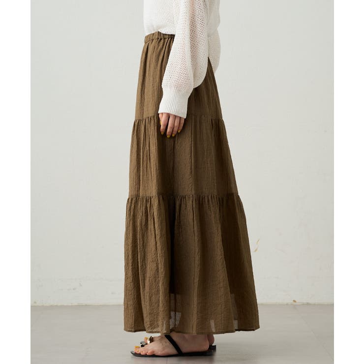 【新品タグ付】ラウンジドレス 楊柳ティアードスカート カーキ Loungedress】楊柳ティアードSK[品番：PALW0005456]｜PAL GROUP