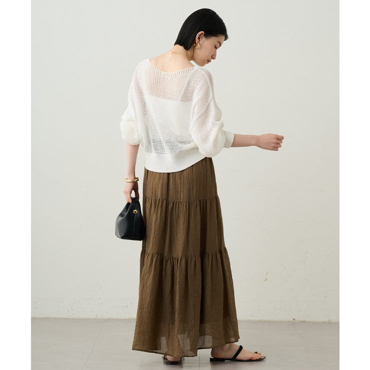 【新品タグ付】ラウンジドレス 楊柳ティアードスカート カーキ Loungedress】楊柳ティアードSK[品番：PALW0005456]｜PAL GROUP