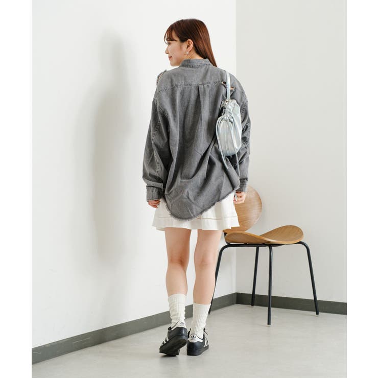 ななん　kastane ビッグデニムシャツ　ダメージあり　フリー　ブルー Kastane】ビッグデニムシャツ | OUTLET(アウトレット)レディース