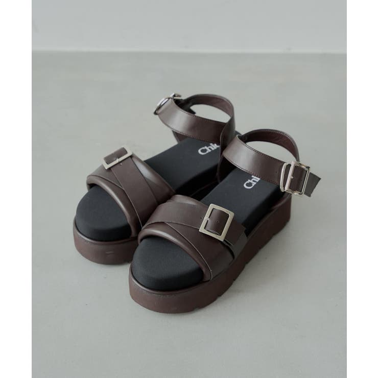 【嬉しい厚底♪スタイルアップ】CHANEL フットベルトサンダル ファッションレター Fashion Letter アンクルベルト厚底ウェッジ
