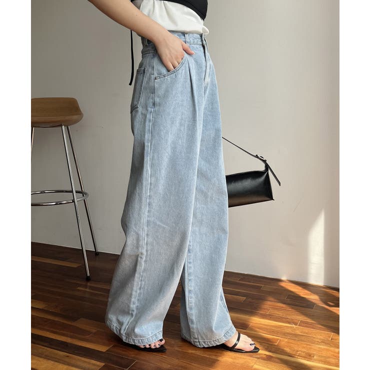 CAPRICIEUX LE'MAGE】タックワイドデニム[品番：PALW0005738