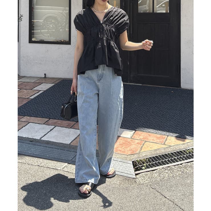 CAPRICIEUX LE'MAGE】タックワイドデニム[品番：PALW0005738