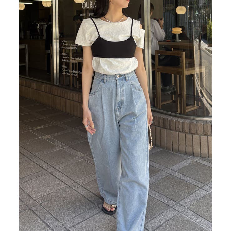 CAPRICIEUX LE'MAGE】タックワイドデニム[品番：PALW0005738