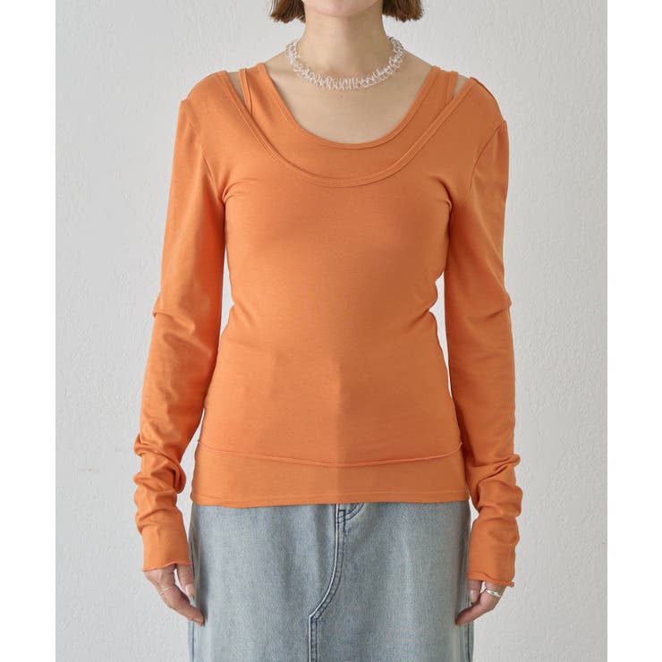 SHENERY◆長袖Tシャツ/FREE/ポリエステル/WHT/SNZ1032106A0002 SLY | STEPHEM SHIRRING Tシャツ (Tシャツ・カットソー(長袖