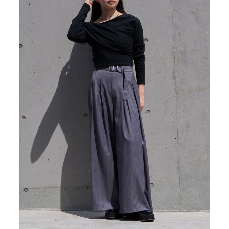 【RAY CASSIN】ステッチ入りベルト付きワイドタックスラックスPT | PAL GROUP OUTLET | 詳細画像34 