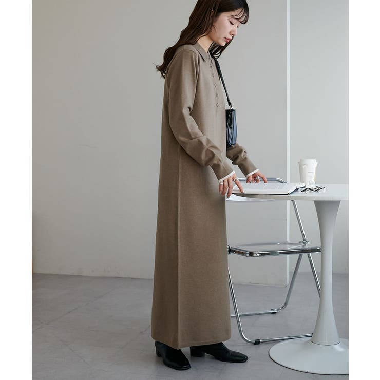［完売品］ディスコート　モチモチ衿付きニットワンピース パル PAL 【Discoat】モチモチ衿付きニットワンピース