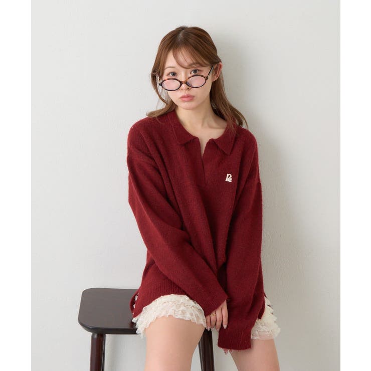 【RAY CASSIN】スキッパーポロ刺繍ニット | PAL GROUP OUTLET | 詳細画像5 