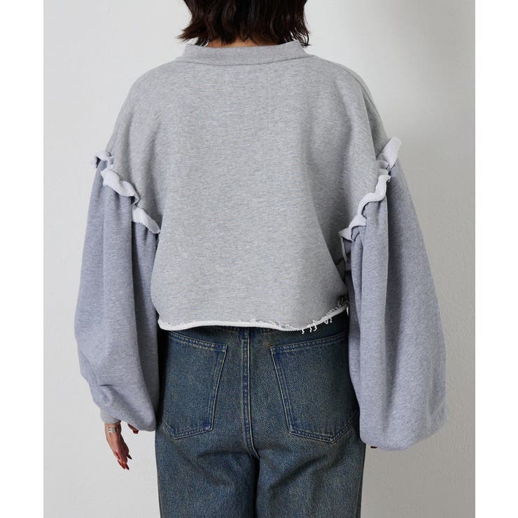 【etsinta】リメイクボリュームスリーブZIPスウェットカーディガン etsintaリメイクボリュームスリーブzipスウェット[品番