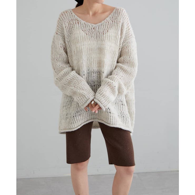 【earthy_】透かしボーダーオーバーニット | PAL GROUP OUTLET | 詳細画像11 