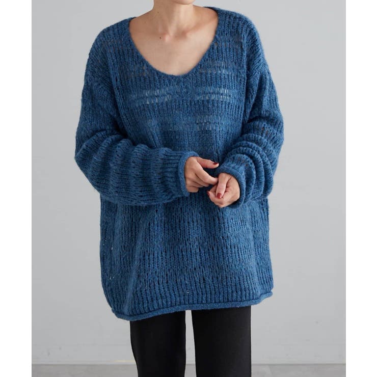 BLU | 【earthy_】透かしボーダーオーバーニット | PAL GROUP OUTLET