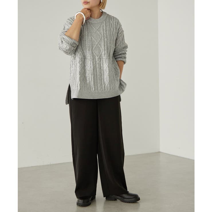 【earthy_】箔プリントニットプルオーバー | PAL GROUP OUTLET | 詳細画像2 